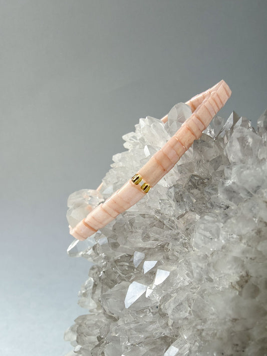 Glass tile bracelet salmon