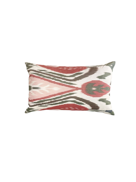 Ikat cushion cover green-red