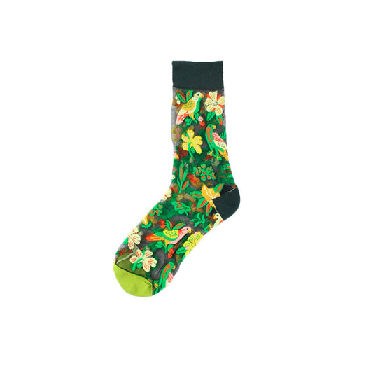 Jacquard Mesh Socks Parrot Green