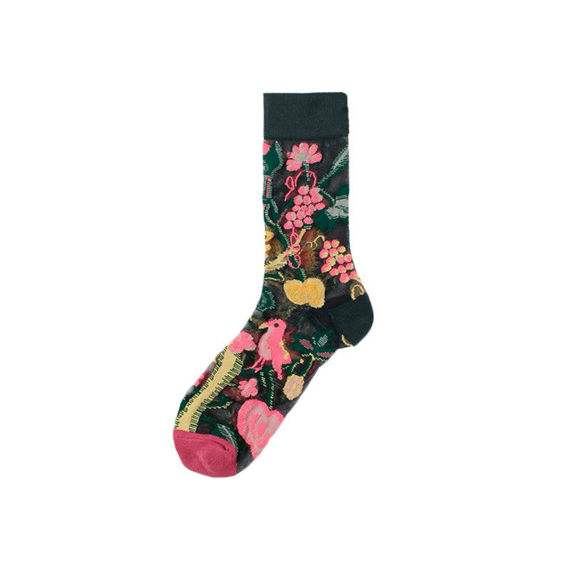 Jacquard Mesh Socks Parrot Pink