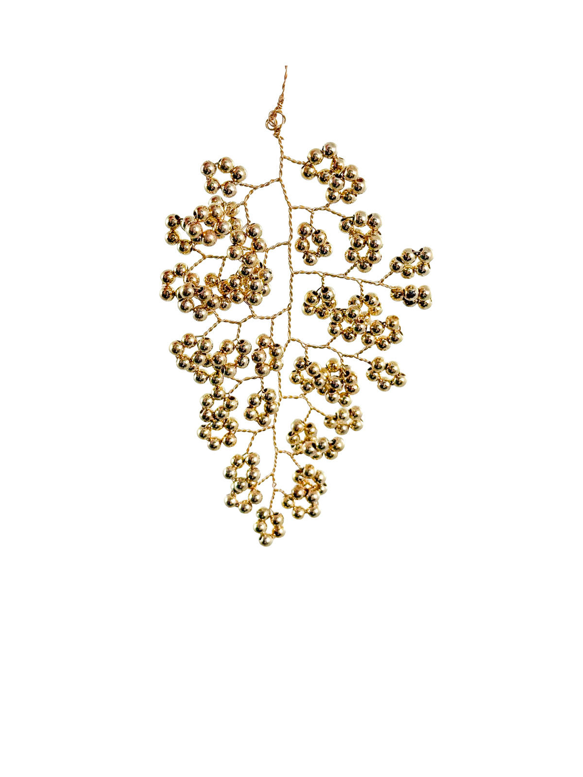 Gold Beaded Leaf Ornament