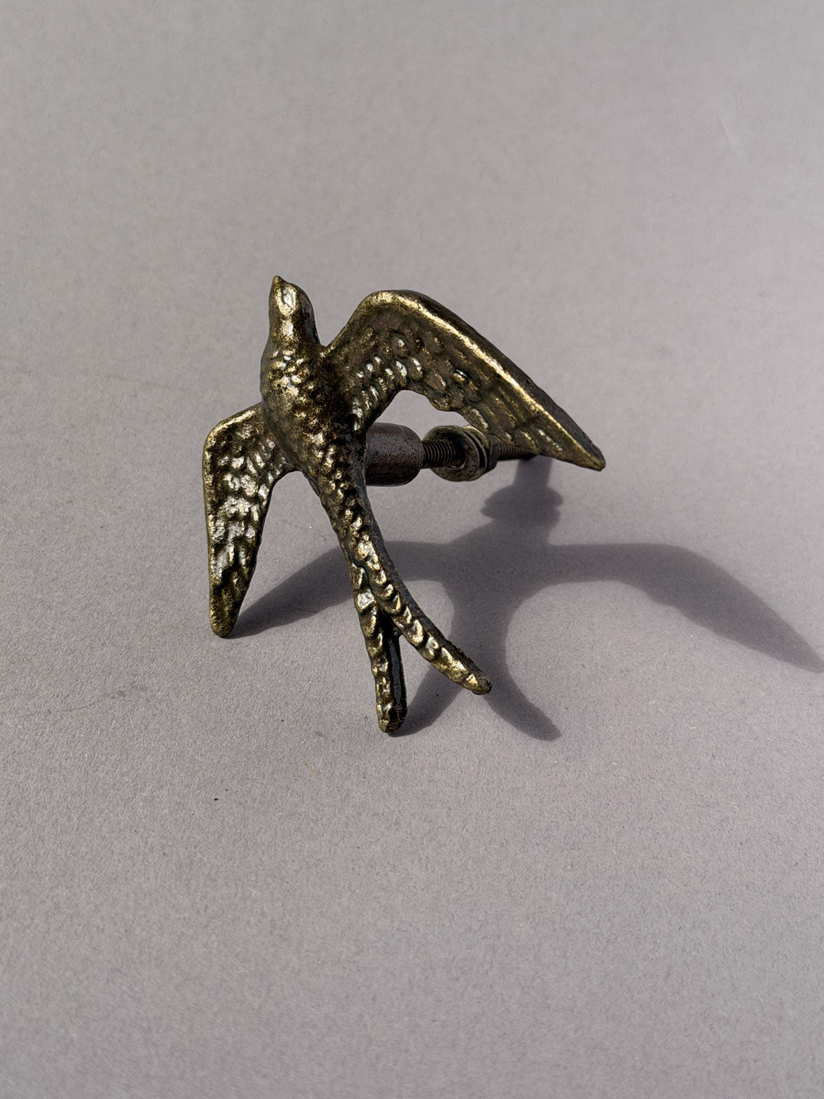 Cast iron knob Swallow aged brass
