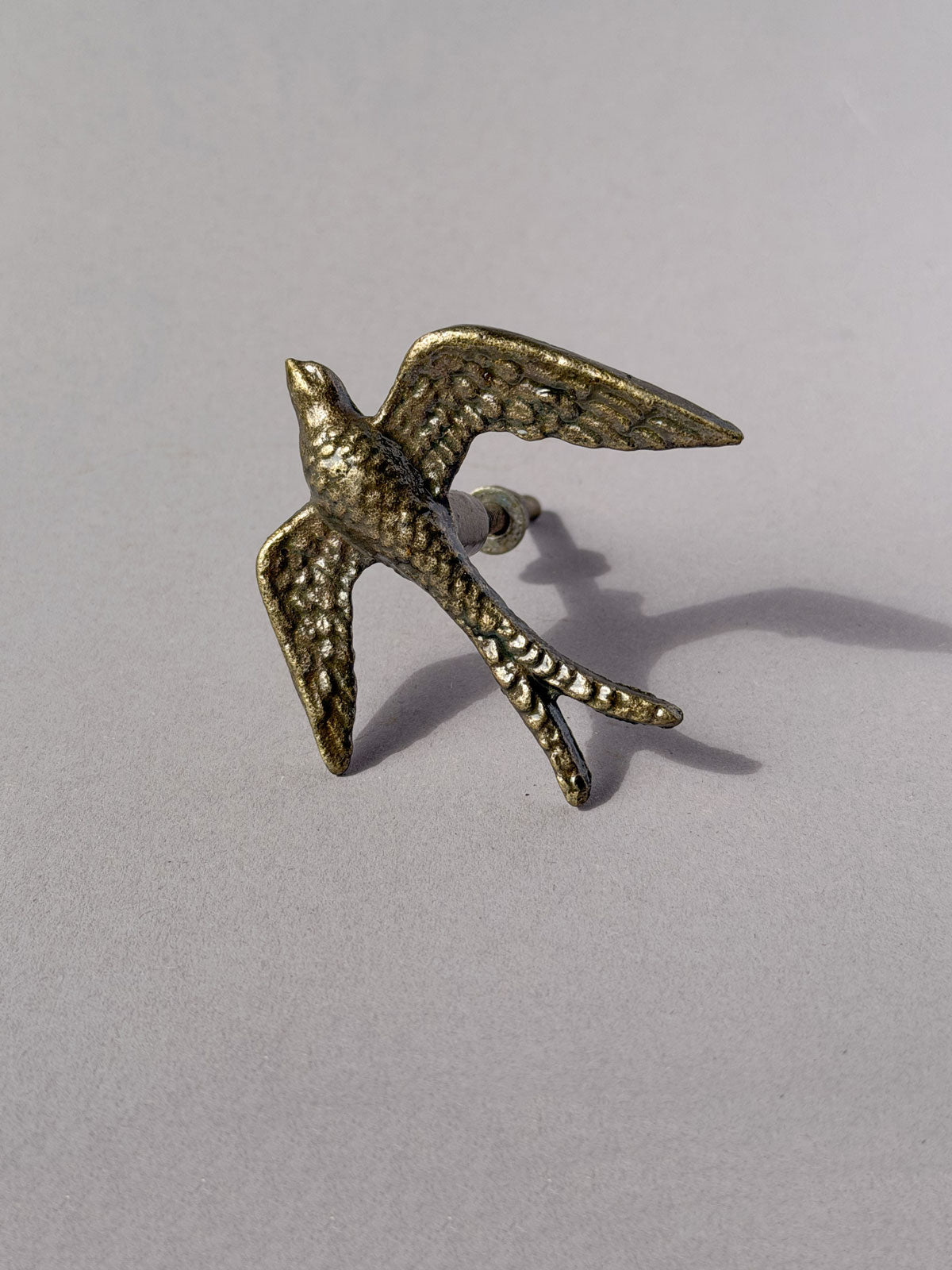 Cast iron knob Swallow aged brass
