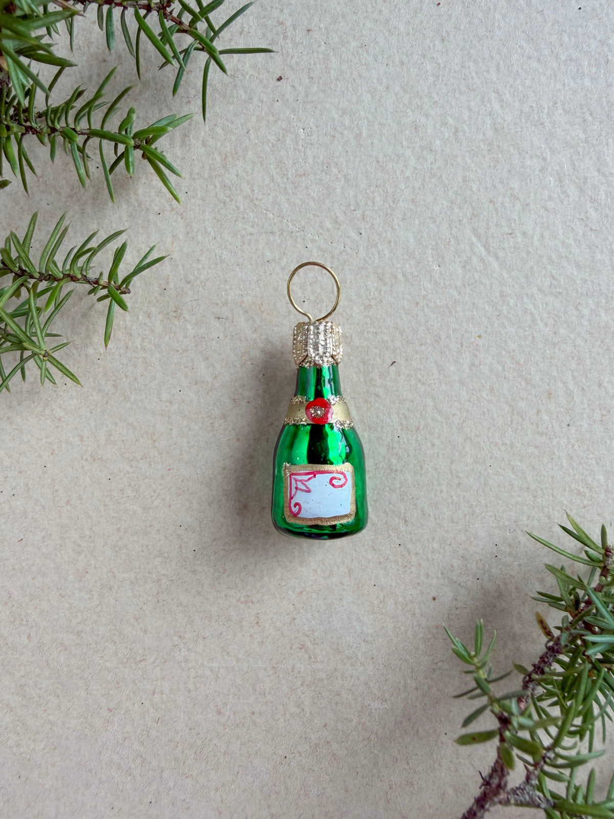Champagne Bottle Glass Ornament