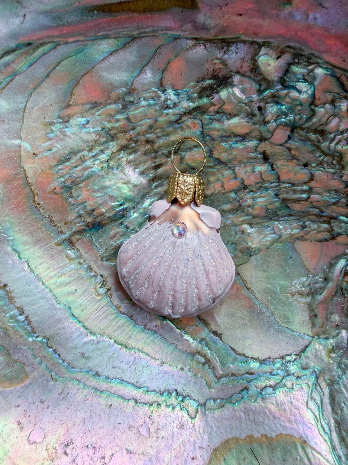 Pink Shell Glass Ornament