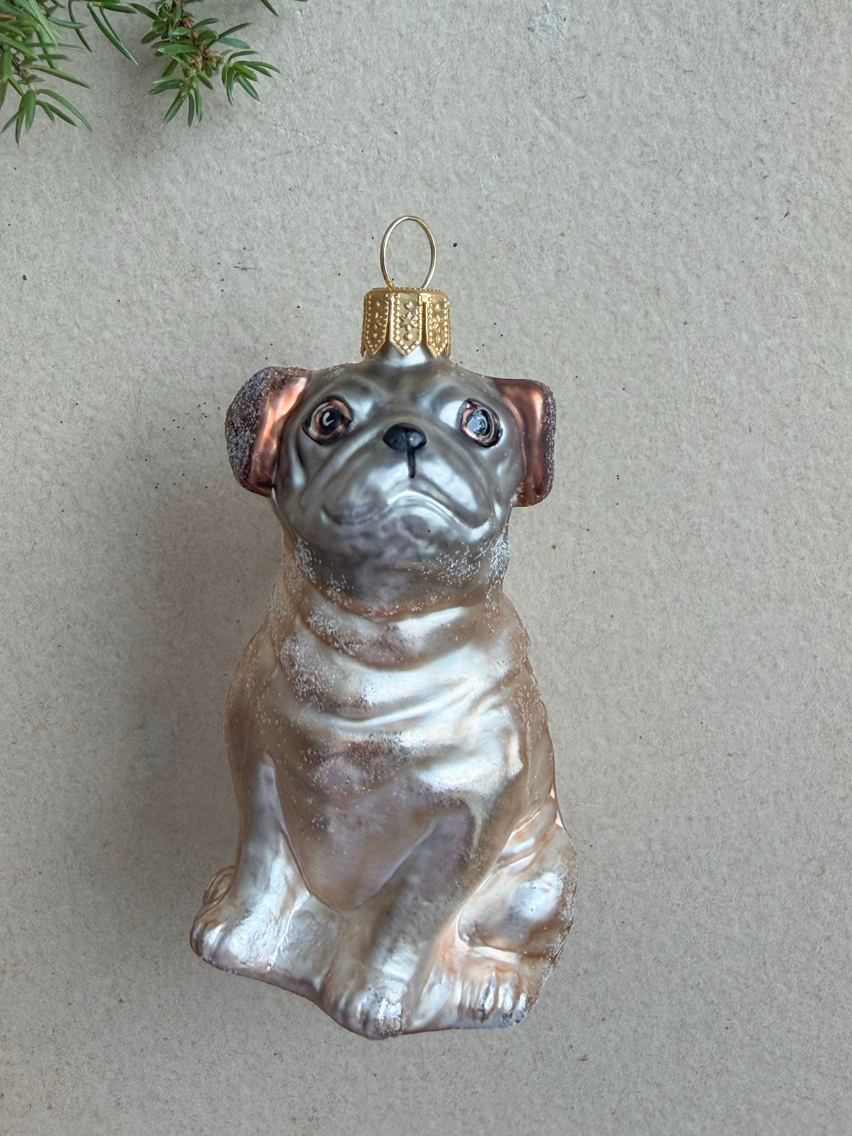 Pug Glass Ornament
