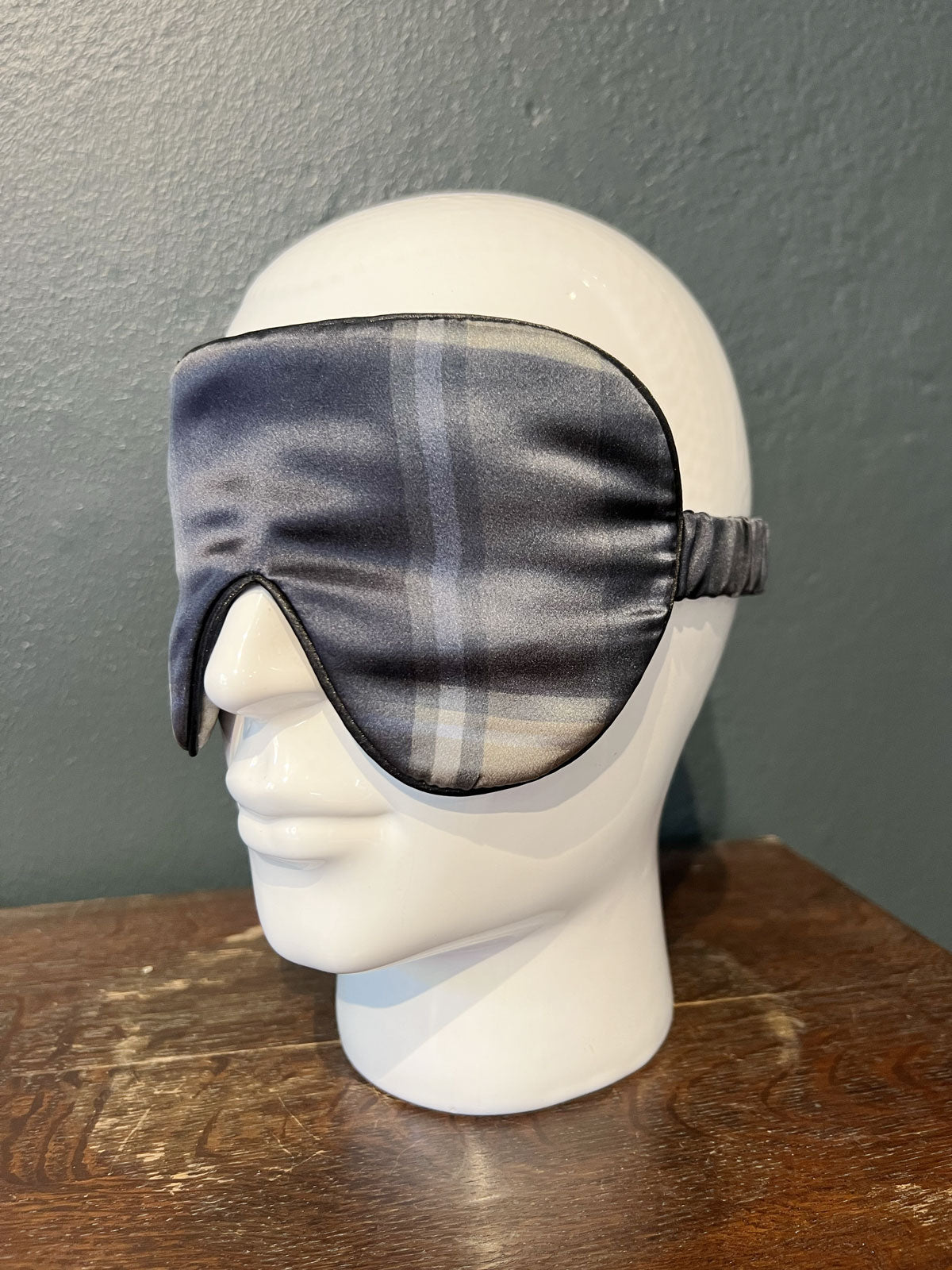 Serene silk sleep mask blue check