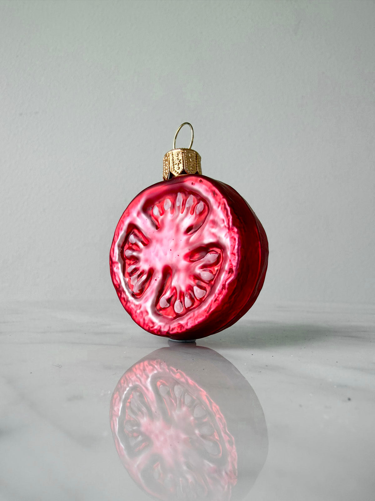 Tomato Slice Glass Ornament