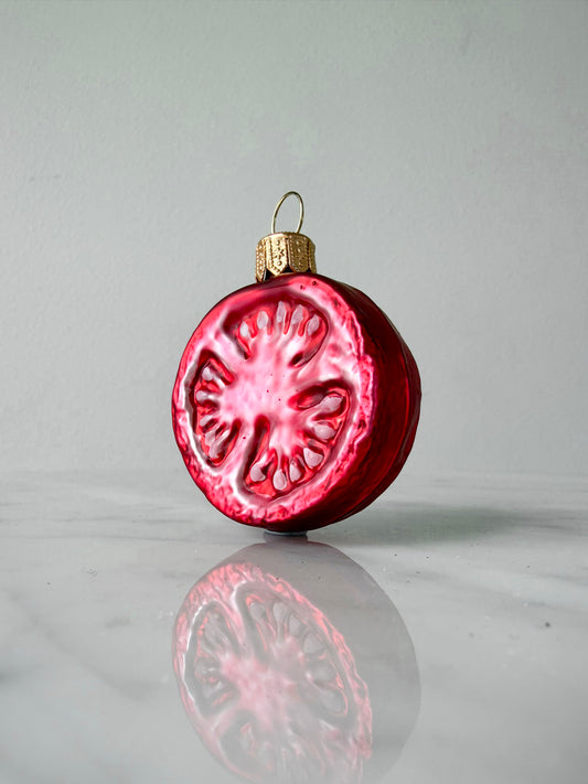Tomato Slice Glass Ornament