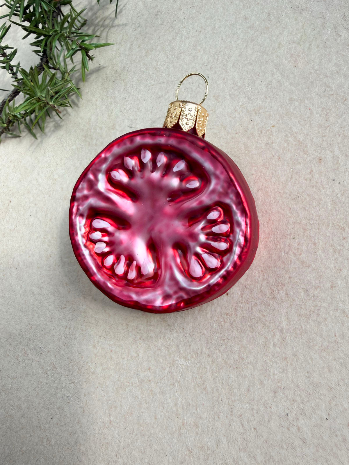 Tomato Slice Glass Ornament