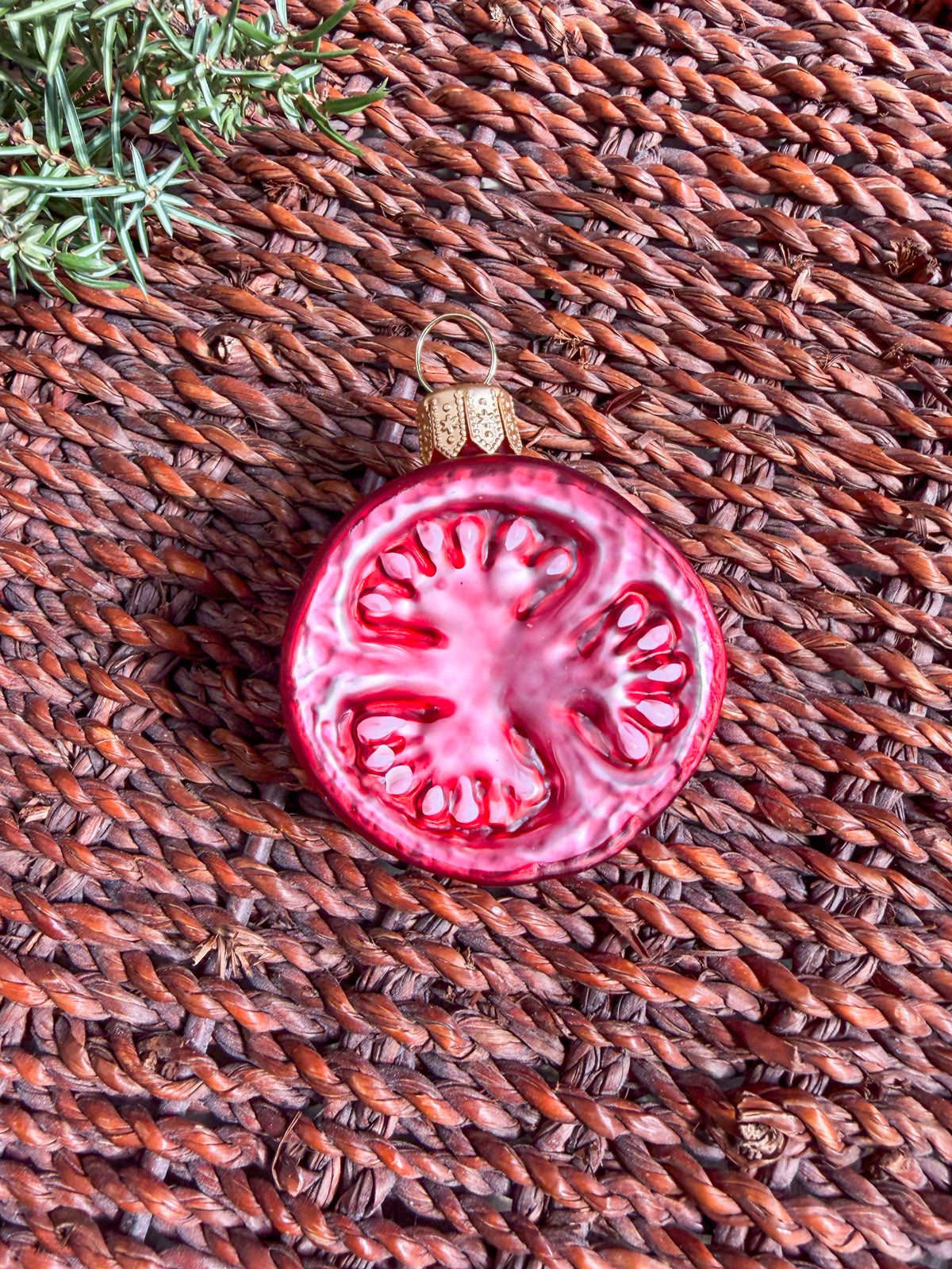 Tomato Slice Glass Ornament
