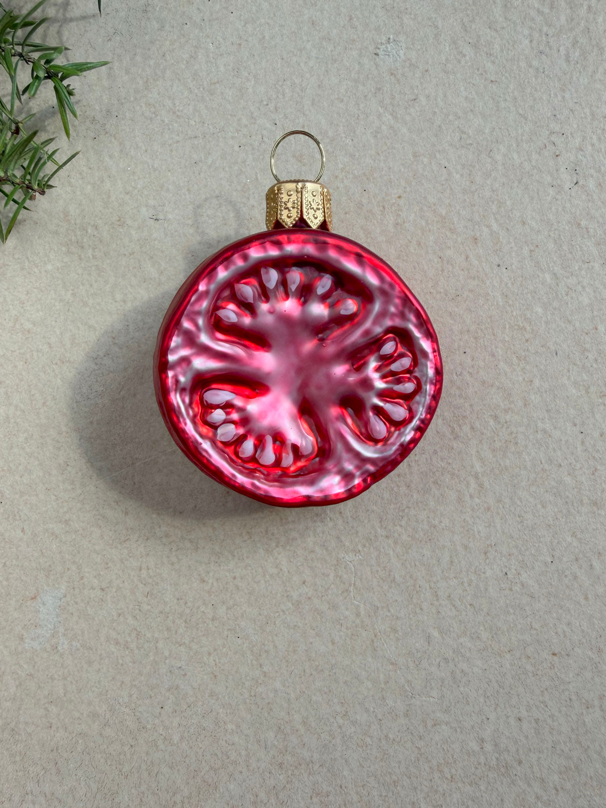 Tomato Slice Glass Ornament